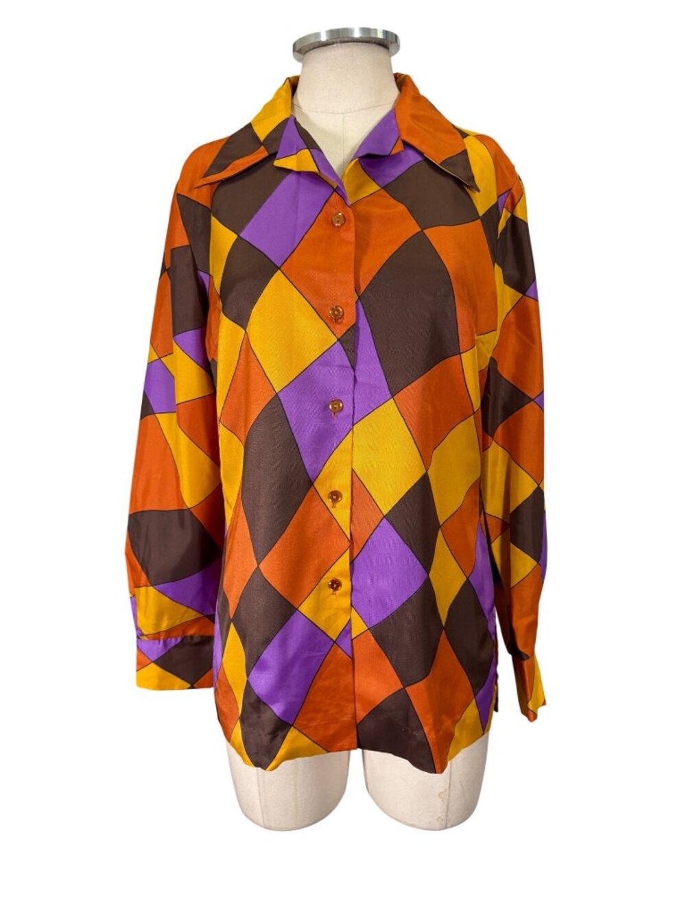 Vintage Alex Coleman 60s 70s Button Up Top Size Medium